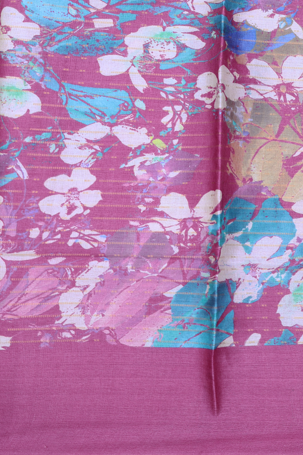 Tussar Silk Saree In Orchid Purple With Stripes Design