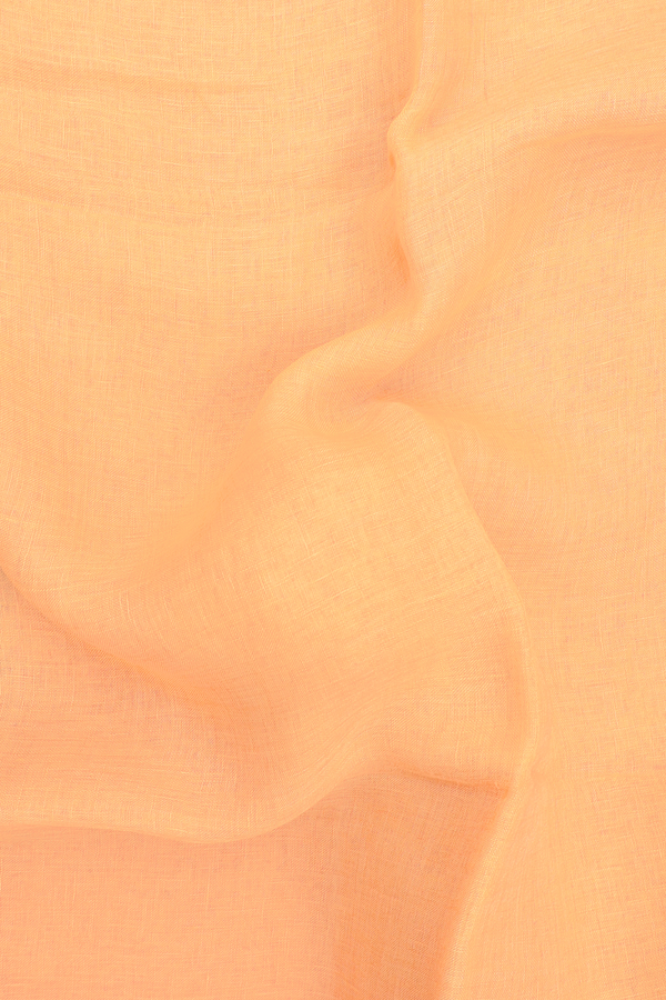 Linen Saree In Plain Orange With Zari Border