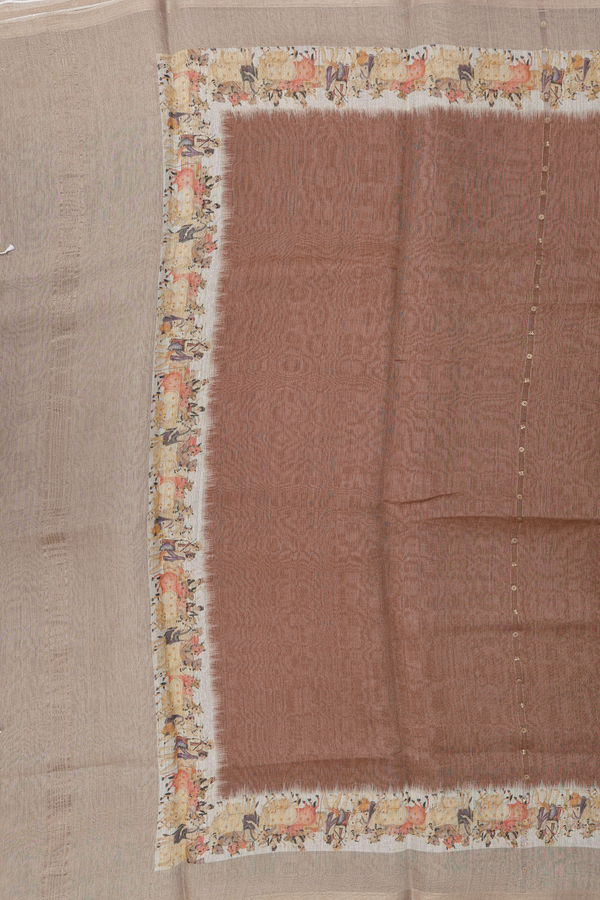 Bailu Silk Saree In Cocoa Brown With Stripes Design