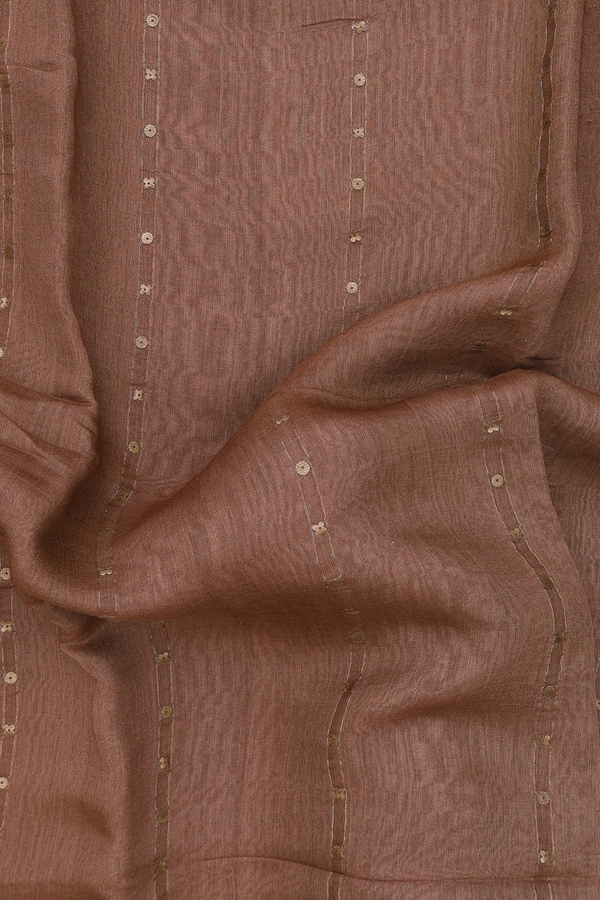 Bailu Silk Saree In Cocoa Brown With Stripes Design