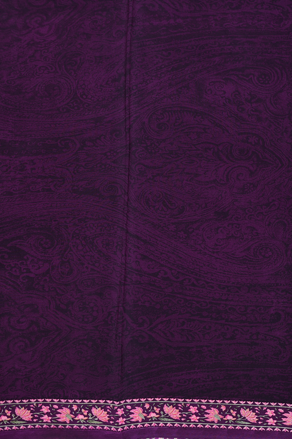 Crepe Saree In Purple With Floral Design
