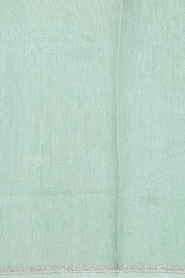 Organza Silk Saree In Turkish Blue With Fish Design