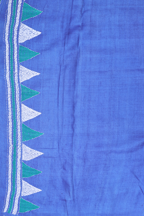 Tussar Silk Saree In Peacock Green With Threadwork Border
