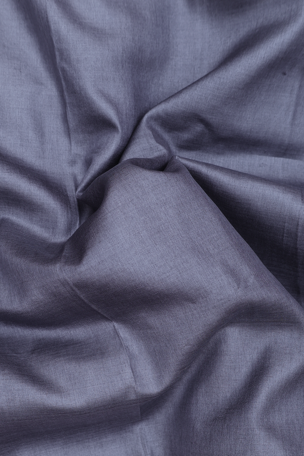 Tussar Silk Saree In Charcoal Grey With Threadwork Border