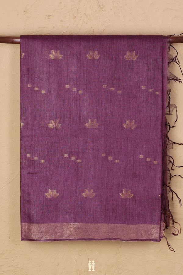 Tussar Silk Saree In Grape Purple With Zari Buttas