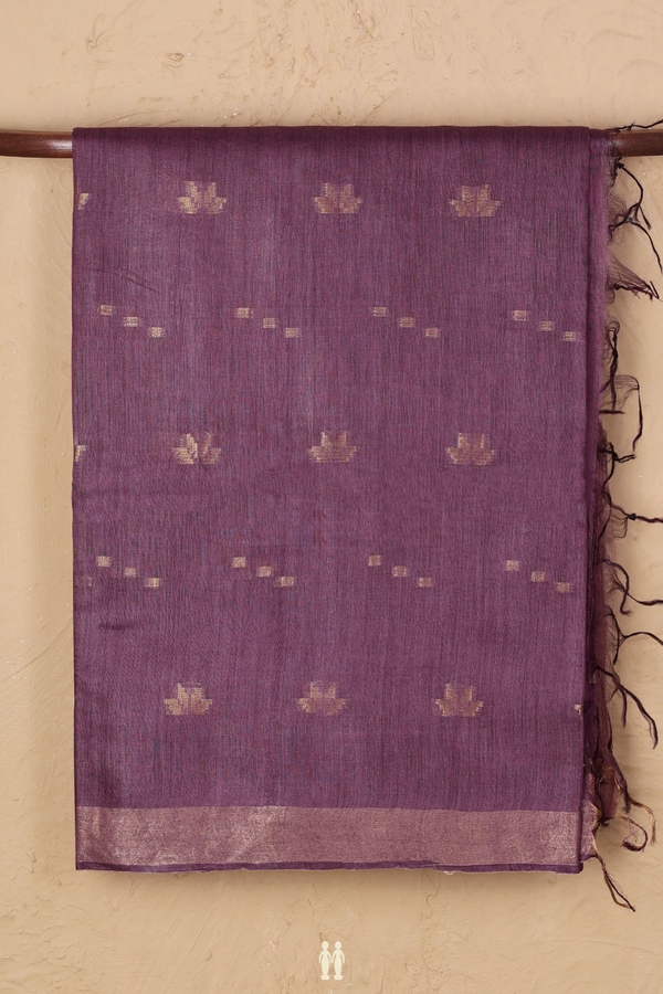 Tussar Silk Saree In Grape Purple With Zari Buttas