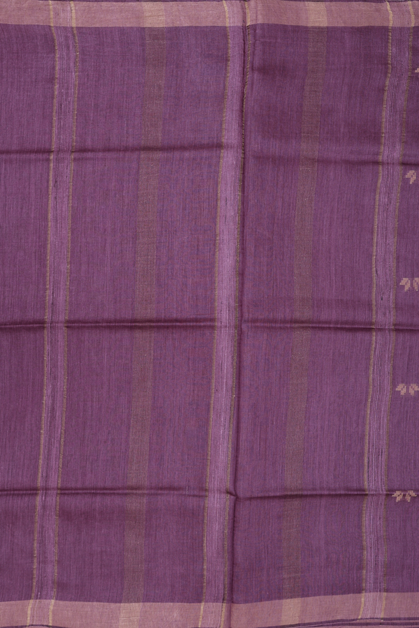 Tussar Silk Saree In Grape Purple With Zari Buttas