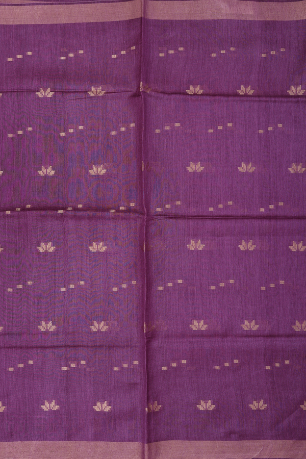 Tussar Silk Saree In Grape Purple With Zari Buttas