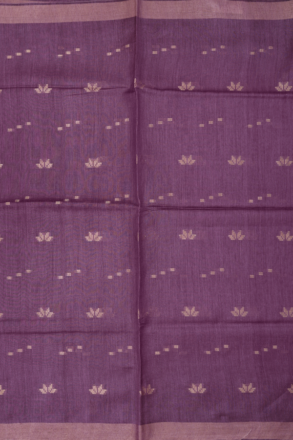 Tussar Silk Saree In Grape Purple With Zari Buttas