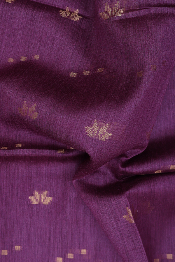 Tussar Silk Saree In Grape Purple With Zari Buttas