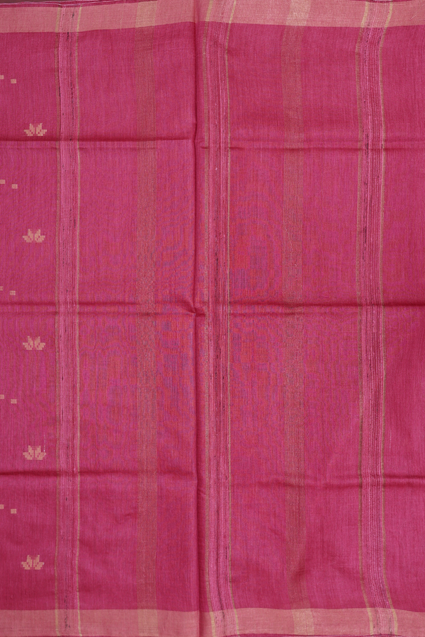 Tussar Silk Saree In Hibiscus Red With Zari Buttas