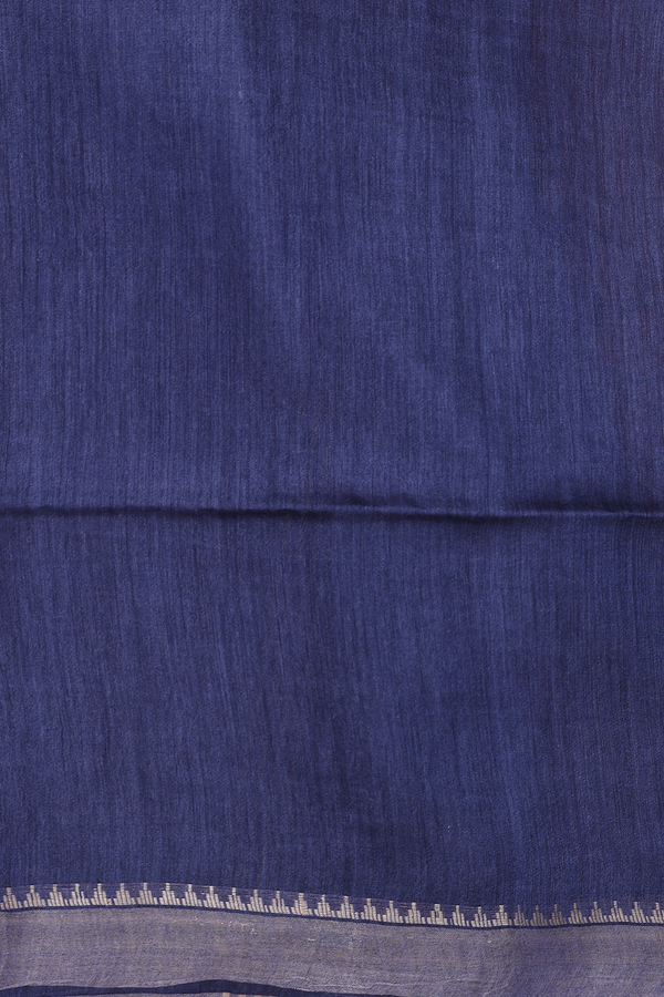 Tussar Silk Saree In Blue With Zari Buttas