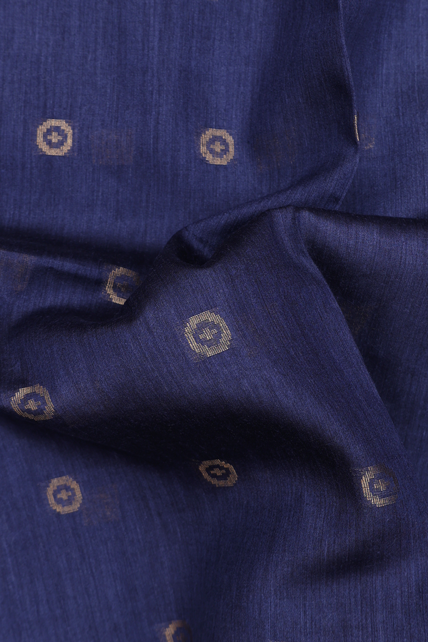 Tussar Silk Saree In Blue With Zari Buttas