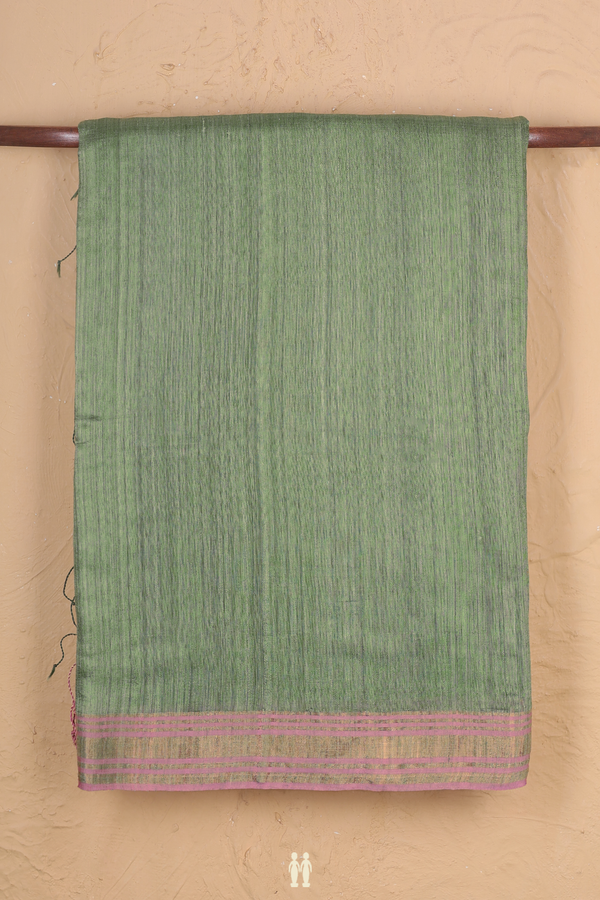 Bailu Silk Saree In Dusty Green With Contrast Border