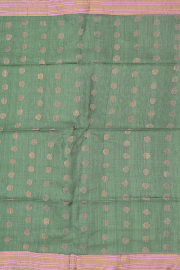 Bailu Silk Saree In Dusty Green With Contrast Border