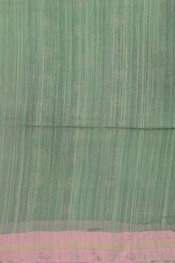 Bailu Silk Saree In Dusty Green With Contrast Border