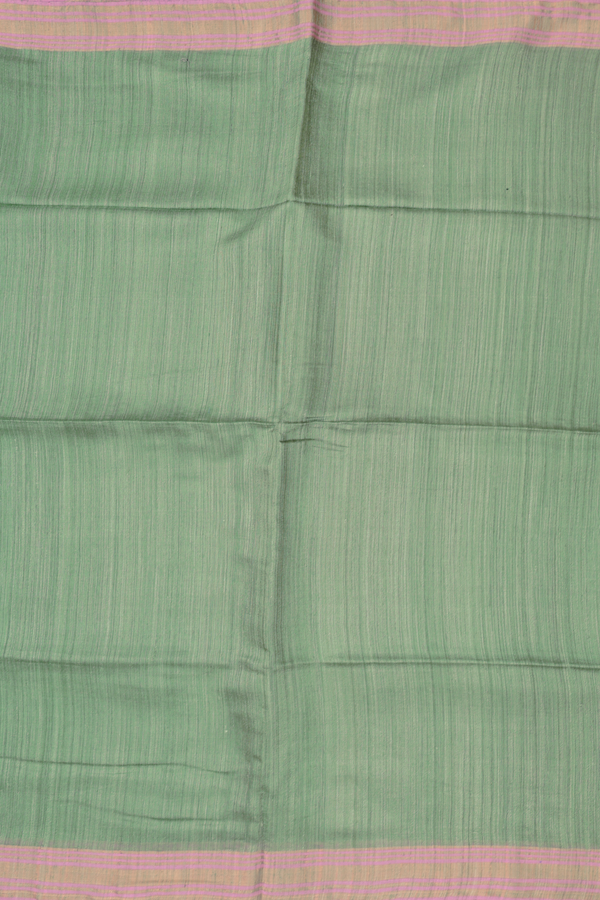 Bailu Silk Saree In Dusty Green With Contrast Border