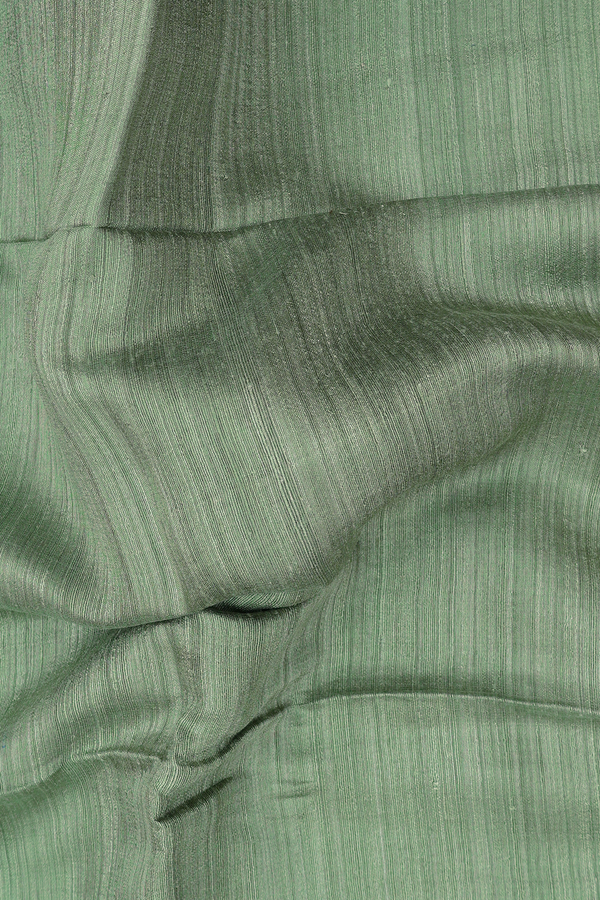 Bailu Silk Saree In Dusty Green With Contrast Border