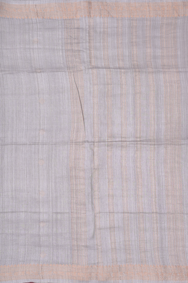 Bailu Silk Saree In Light Grey With Zari Buttas