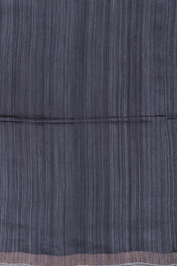 Bailu Silk Saree In Charcoal Grey With Zari Border