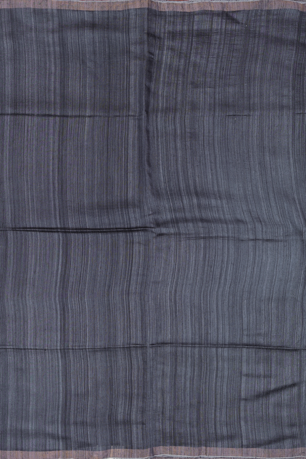 Bailu Silk Saree In Charcoal Grey With Zari Border