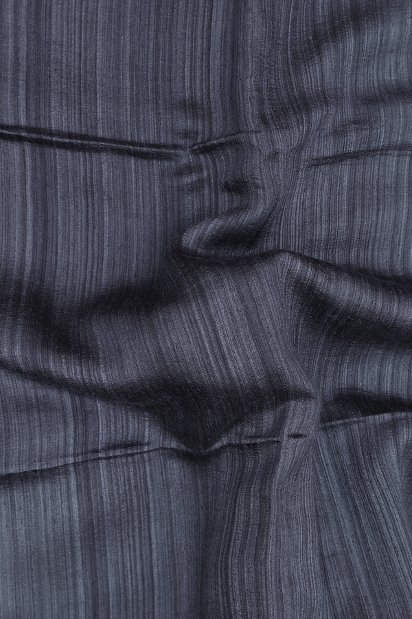 Bailu Silk Saree In Charcoal Grey With Zari Border