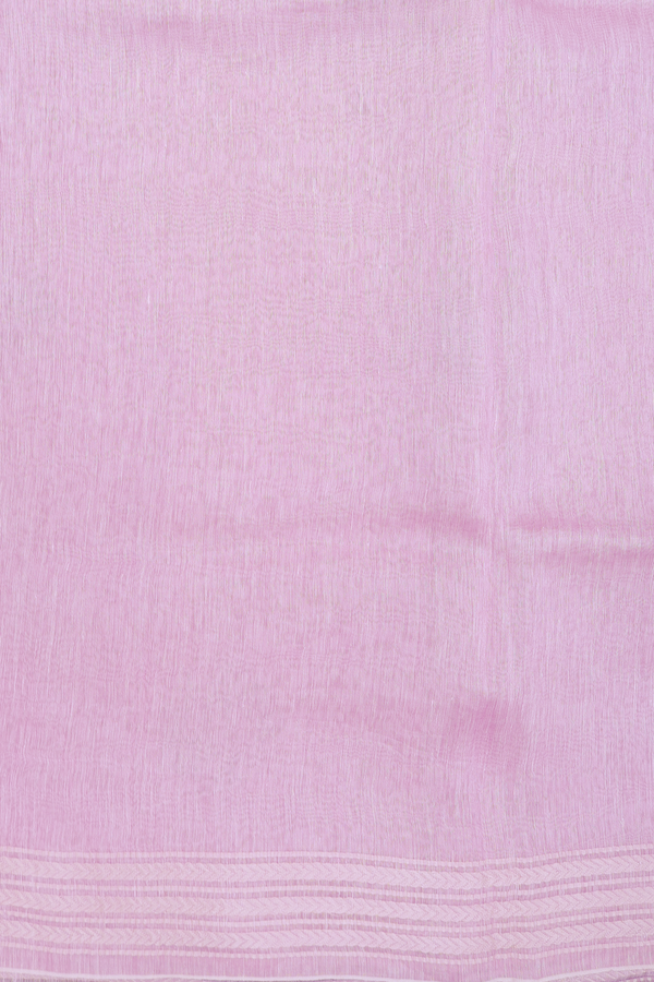 Linen Saree In Pink With Floral Embroidered Design