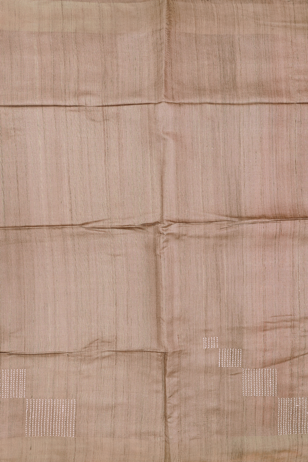 Tussar Silk Saree In Brown With Threadwork Design