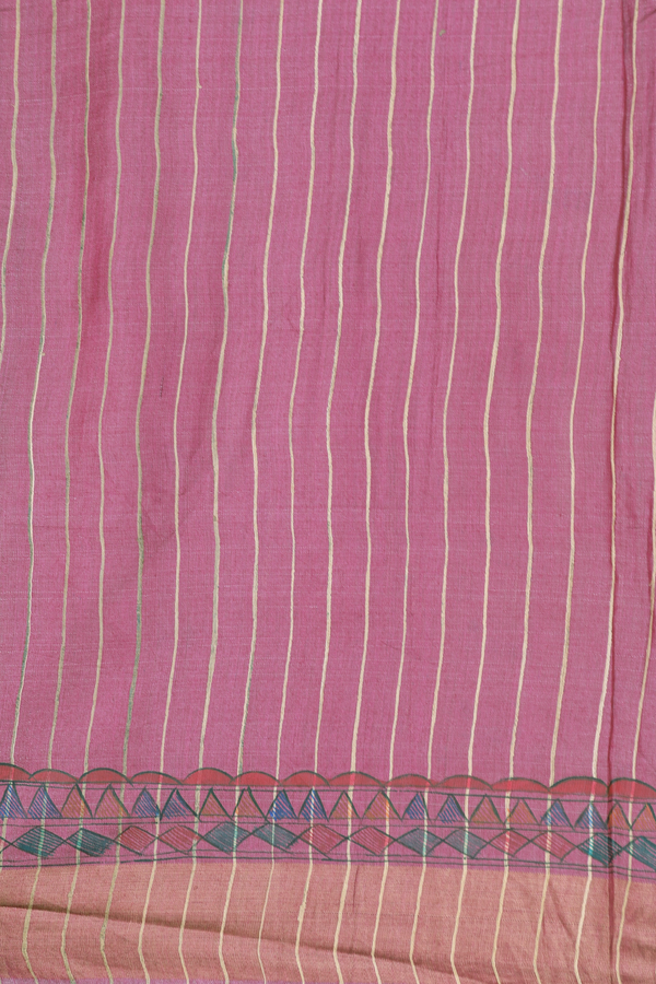 Tussar Silk Saree In Berry Purple With Madhubani Pallu