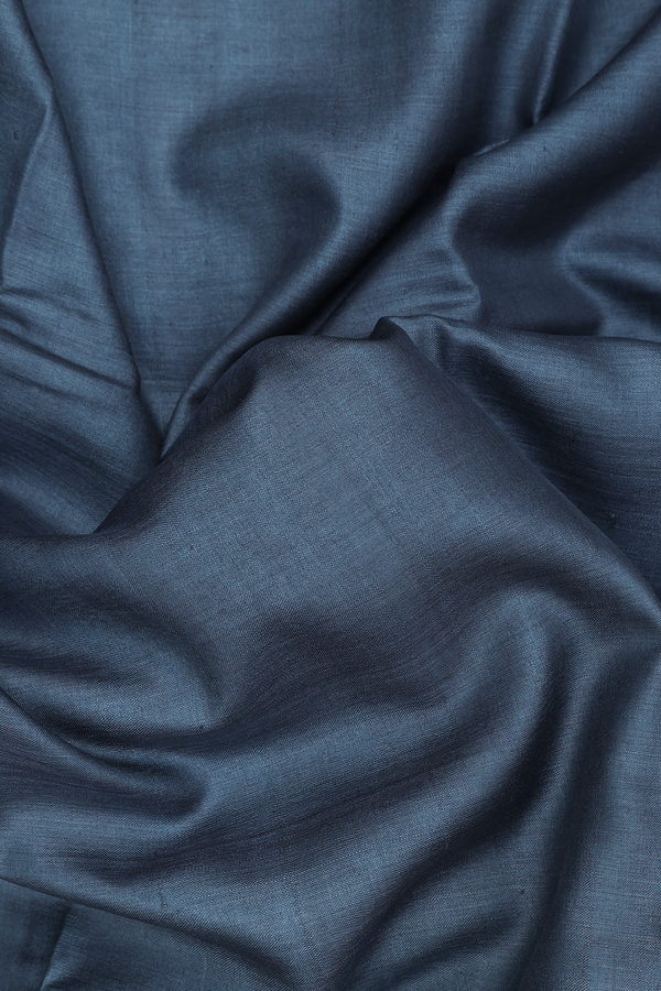 Tussar Silk Saree In Charcoal Grey With Floral Border