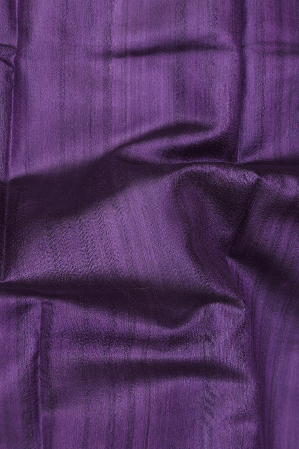 Tussar Silk Saree In Purple With Madhubani Border