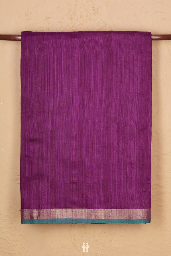 Bailu Silk Saree In Plum Purple With Contrast Border