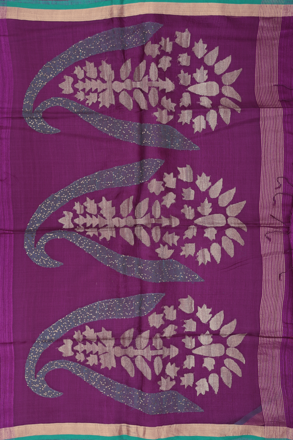 Bailu Silk Saree In Plum Purple With Contrast Border