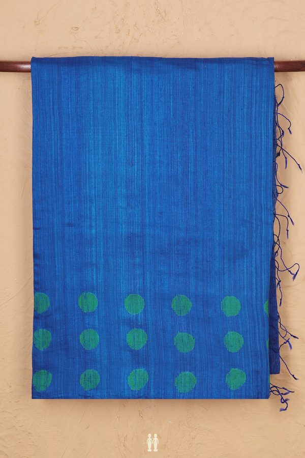 Bailu Silk Saree In Indigo Blue With Threadwork Border