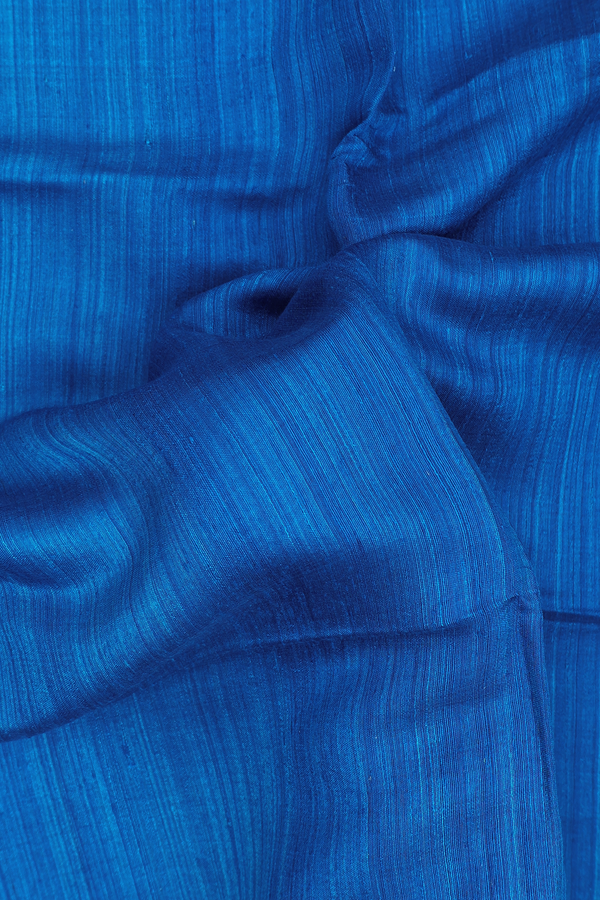 Bailu Silk Saree In Indigo Blue With Threadwork Border