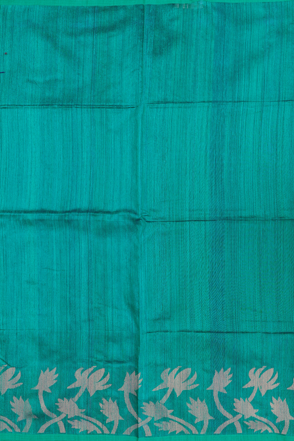 Bailu Silk Saree In Peacock Green With Zari Border
