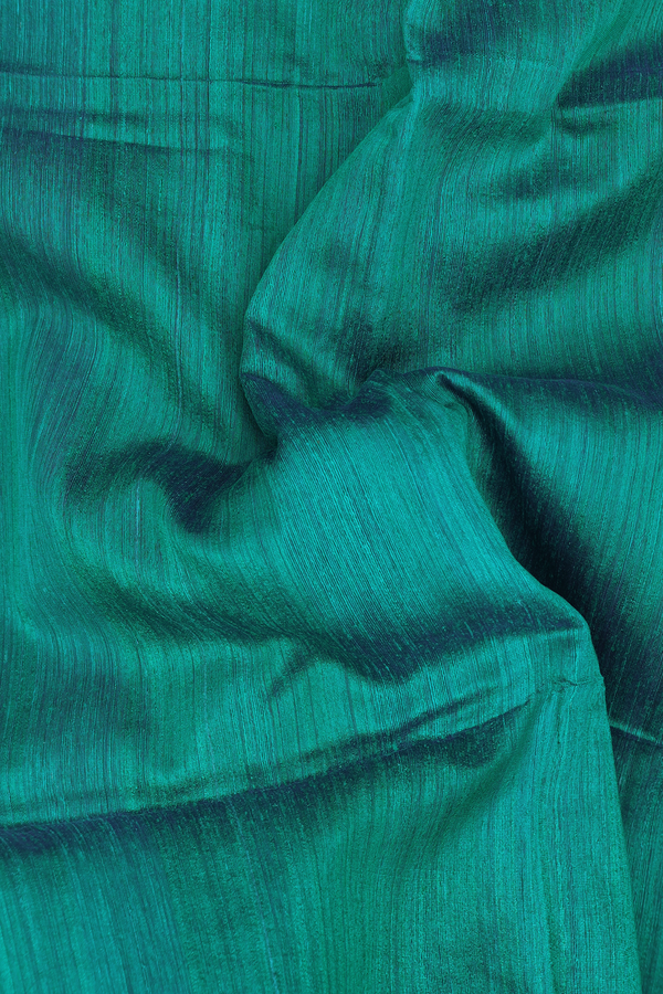 Bailu Silk Saree In Peacock Green With Zari Border