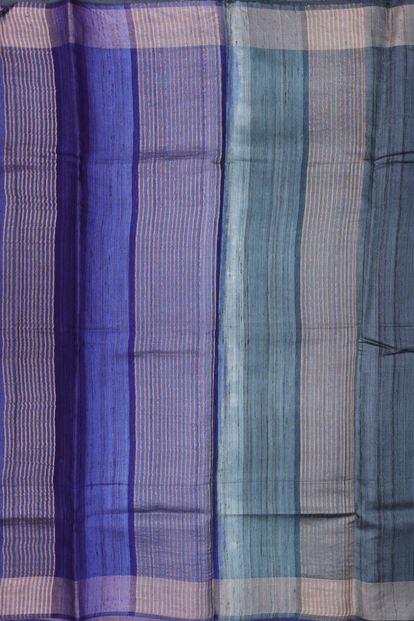 Tussar Silk Saree In Dark Green With Zari Border
