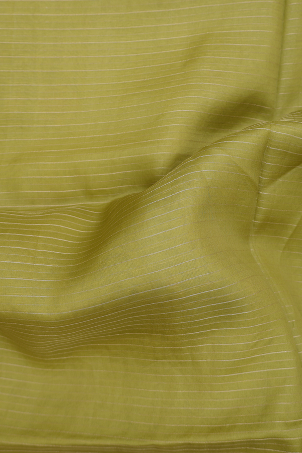 Organza Silk Saree In Olive Green With Stripes Design