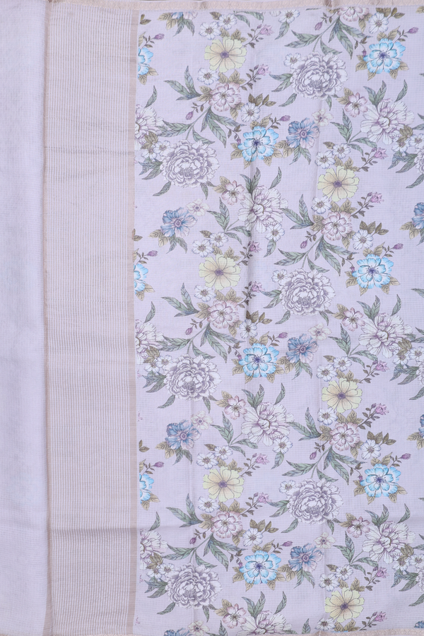 Kota Silk Saree In Grey With Floral Design