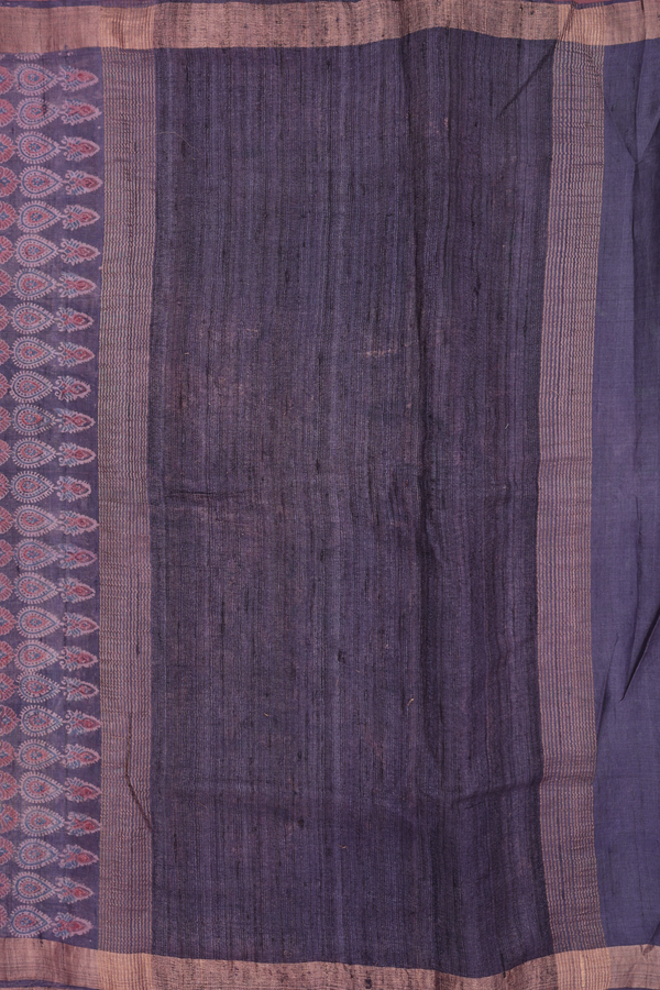 Tussar Silk Saree In Dusty Mauve With Ajrakh Printed Design