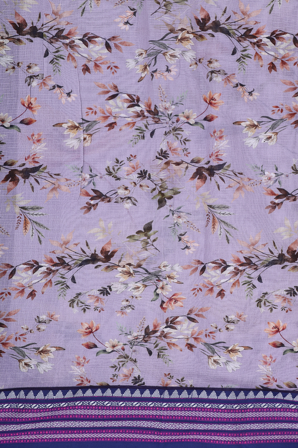 Kota Silk Saree In Pastel Purple With Floral Design