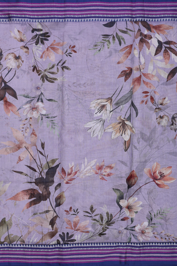 Kota Silk Saree In Pastel Purple With Floral Design