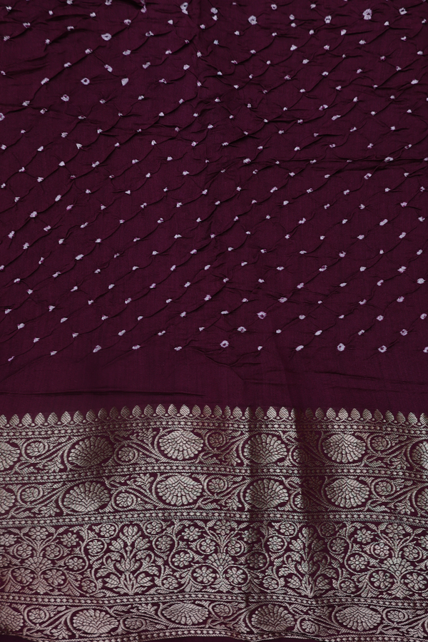 Bandhani Silk Saree In Magenta With Tie And Dye Design