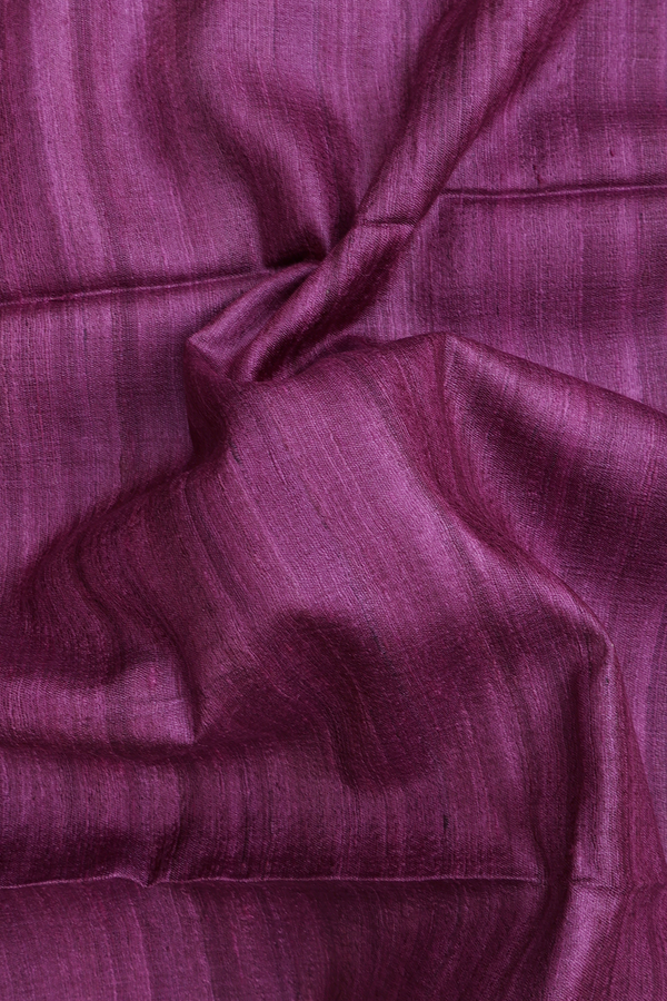 Tussar Silk Saree In Purple With Contrast Border