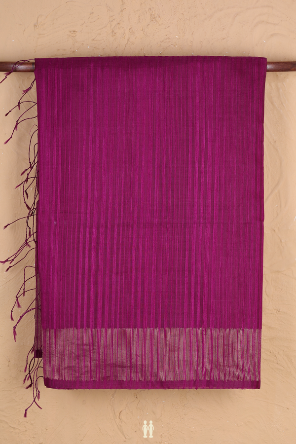 Bailu Silk Saree In Grape Purple With Self Stripes Design