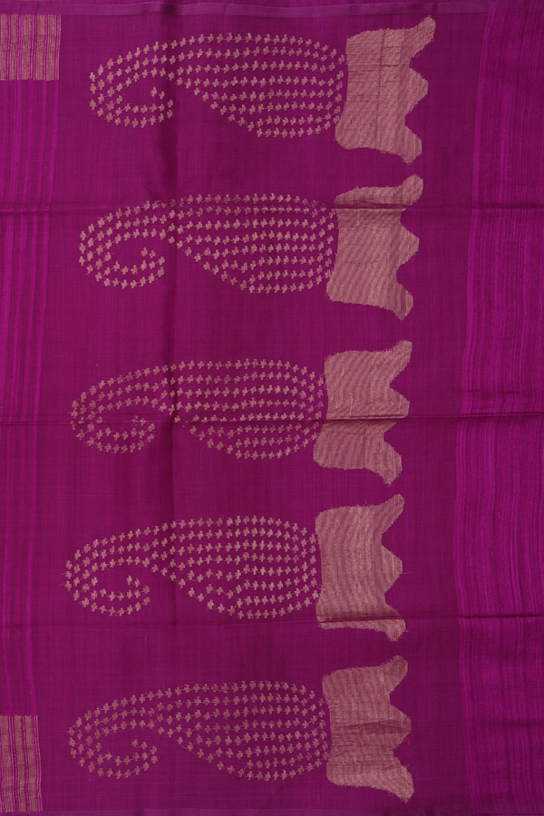 Bailu Silk Saree In Grape Purple With Self Stripes Design