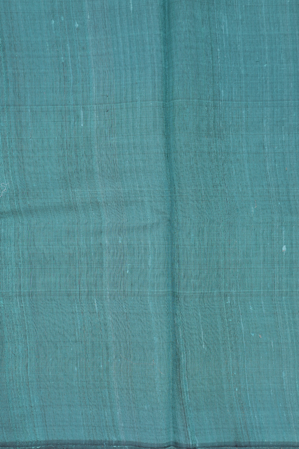 Jute Saree In Turkish Blue With Zari Buttas
