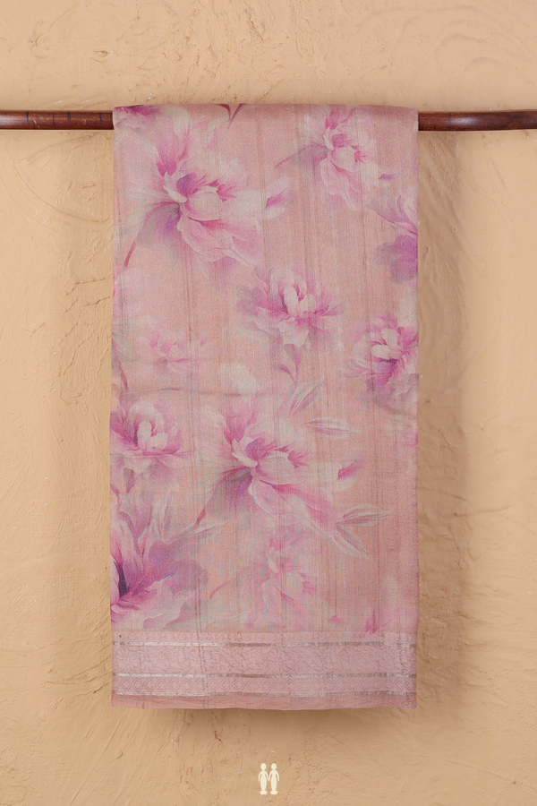 Tussar Silk Saree In Rose Brown With Floral Design