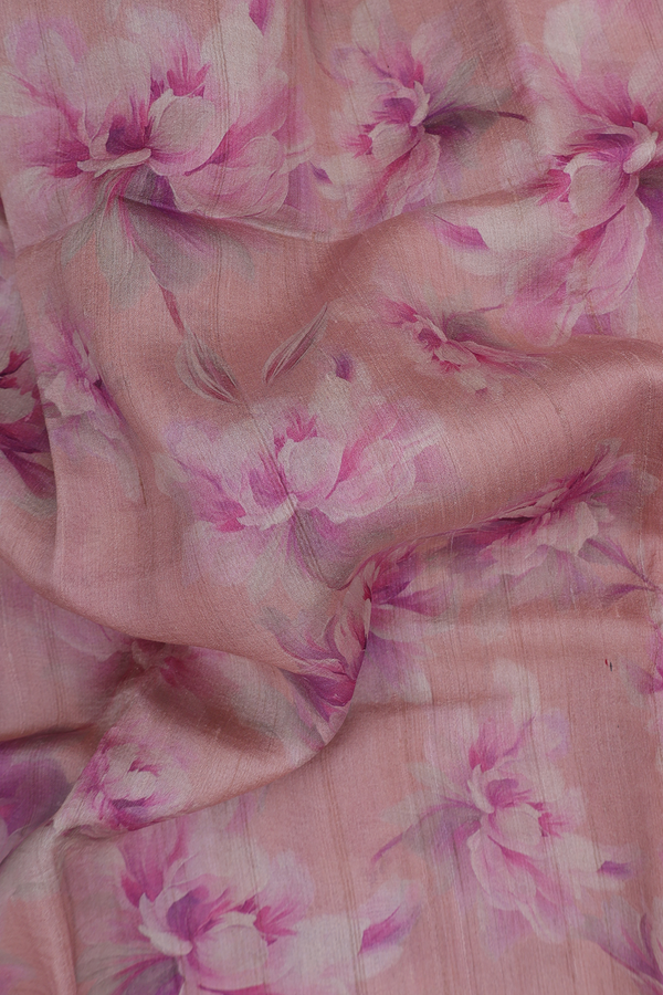Tussar Silk Saree In Rose Brown With Floral Design
